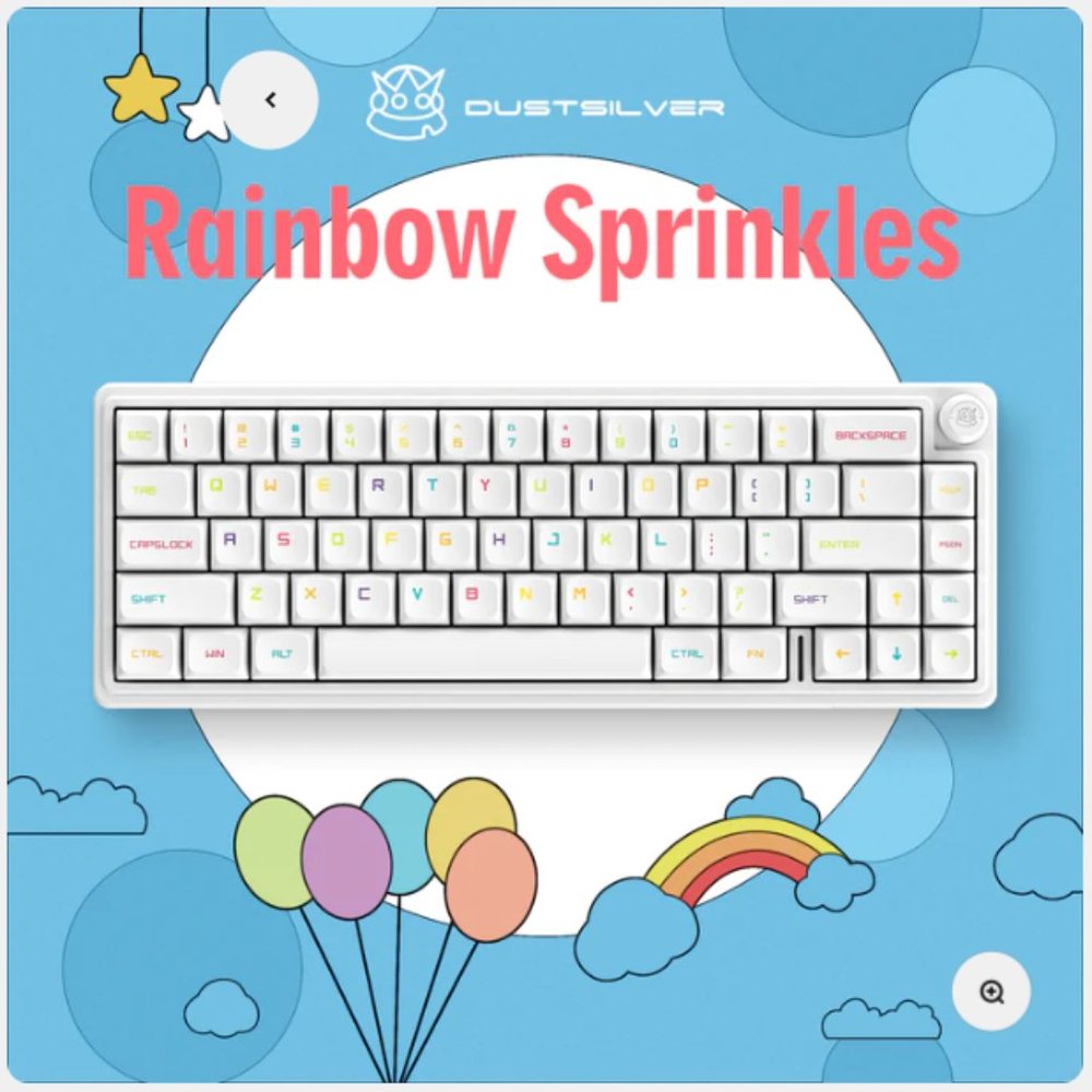 Dustsilver D66 Rainbow Sprinkles Wireless 65% layout Hot Swappable RGB Keyboard